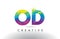 OD O D Colorful Letter Origami Triangles Design Vector.