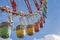 Odaiba colorful tall Palette Town Ferris wheel named Daikanransha visible from the central urban area of Tokyo. Passengers can see