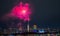 Odaiba,Minato,Tokyo,Japan on December7,2019:Rainbow Bridge as a perfect backdrop for fireworks during Odaiba Rainbow Winter Firewo