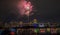 Odaiba,Minato,Tokyo,Japan on December7,2019:Rainbow Bridge as a perfect backdrop for fireworks during Odaiba Rainbow Winter Firewo