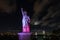 Odaiba Statue of Liberty Replica covered in the lights during the night in Japan