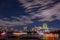 Odaiba, Tokyo, Beautiful and colorful rainbow bridge and Tokyo city night background image, cloudy in motion and left copy space f