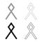 Odal Othil rune Othala symbol estate heritage sign icon set grey black color illustration outline flat style simple image