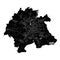Odense Kommune, Denmark, Black and White high resolution vector map