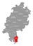 Odenwaldkreis county red highlighted in map of Hessen Germany
