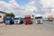 Odessa region, Koblevo,Ukraine. June,08,2019. View of various trucks and minibus while dirving and parking.