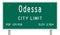 Odessa road sign showing population and elevation