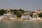 Odessa, South of Ukraine, Coast of a Black Sea, beach Ibiza club, June 28, 2018. People are resting at the water. Mainly cloudy w