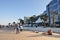 Odessa, South of Ukraine, Coast of the Black Sea, Langeron beach, June 28, 2018. People are resting at the water. Mainly cloudy we