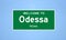 Odessa, Texas city limit sign. Town sign from the USA.