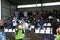 ODESSA, UKRAINE - April 13, 2019: large crowd of spectators in the stands of the stadium during the match of their favorite clubs