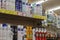 Odessa, Ukraine - April 25, 2020: male and female deodorants inside the supermarket shelf