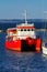 Odessa, Ukraine - August 08, 2018. A magnificent red catamaran f