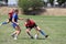 Odessa, Ukraine - August 22, 2020: Ukrainian Cup among women rugby teams Odessa. Tense moment of girls` rugby fight. Dramatic