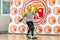 ODESSA, UKRAINE-CIRCA-2020: Children play mini-football. Futsal goalkeeper stands at gate. Sports training of children of football