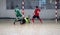 Odessa, Ukraine- May 29, 2020: Cup playoff match match in futsal among veterans 50+. Futsal on large stage of sports hall,