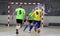 Odessa, Ukraine- May 29, 2020: Cup playoff match match in futsal among veterans 50+. Futsal on large stage of sports hall,