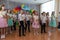 Odessa, Ukraine - May 31,2018: Children`s musical group sing and