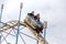 ODESSA, UKRAINE - MAY 6, 2019: Visitors ride road slides in an amusement park. Young friends on an exciting rollercoaster. Young