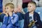 ODESSA, UKRAINE - September 15, 2016: Children fans in the stadium during the UEFA Europa League match group stage