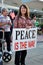 Odile Hugonot-Haber at peace rally, Ann Arbor, MI