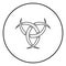 Odin horn paganism symbol icon outline black color vector in circle round illustration flat style image