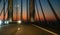 Oeresund bridge during crossing by car at night