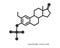 Oestrogen icon. Estrogen chemical molecular structure. Female steroid sex hormone sign. Hormone replacement therapy