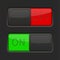 On and Off black toggle switch buttons. Red and green interface elements