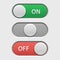 On off button. User interface switch for adjustment menu in on, neutral, and off option positions, modern web and phone