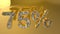 % off discount promotion sale made of realistic gold helium text, 3D rendering