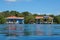 Off grid over water bungalows with solar panels