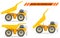 Off-highway truck with different body position. Heavy mining machine and construction equipment. Vector illustration.