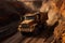 Off-highway truck at work in a large mining area, Generative AI