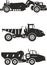 Off-highway trucks. Heavy mining trucks. Vector