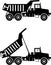 Off-highway trucks. Heavy mining trucks. Vector