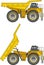 Off-highway trucks. Heavy mining trucks. Vector illustration.