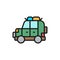 Off road automobile, SUV, car for travel flat color line icon.