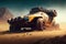 Off road car in action, creative digital illustration painting