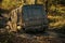 Off road car going through mud in forest