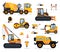 Off-road Car, Tractor and Forklift, Build Vector