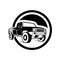 Off-road car on white background. Image of a balck pickup truck in a realistic style.