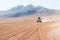 Off-road cars driving in the desert of Altiplano, Bolivia
