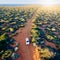 Off road desert adventure, car and tracks on sand in the Australian Outback.