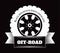 Off-road extreme car or auto drivers club vector wheel tire icon