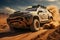 Off-road rally in the desert in a four-wheel drive SUV, AI Generated