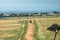 Off-road truck driving on gravel road in masai mara, kenya, africa.