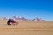 Off road vehicle on Bolivian andean plateau