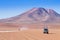 Off road vehicle on Bolivian andean plateau