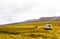 Off-road Vehicle Excursion over some Patagonian grasslands, in the Falkland Island. Popular Tourists Attraction.